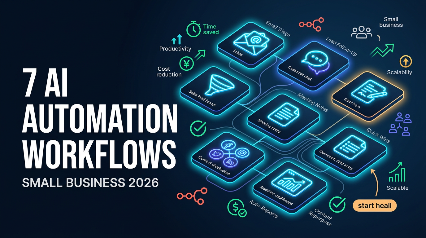 Connected AI automation workflows for a small business