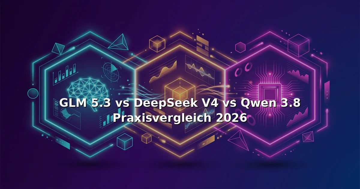 Vergleich GLM 5.3, DeepSeek V4, Qwen 3.8 Flash-Modelle im Hexagon-Layout