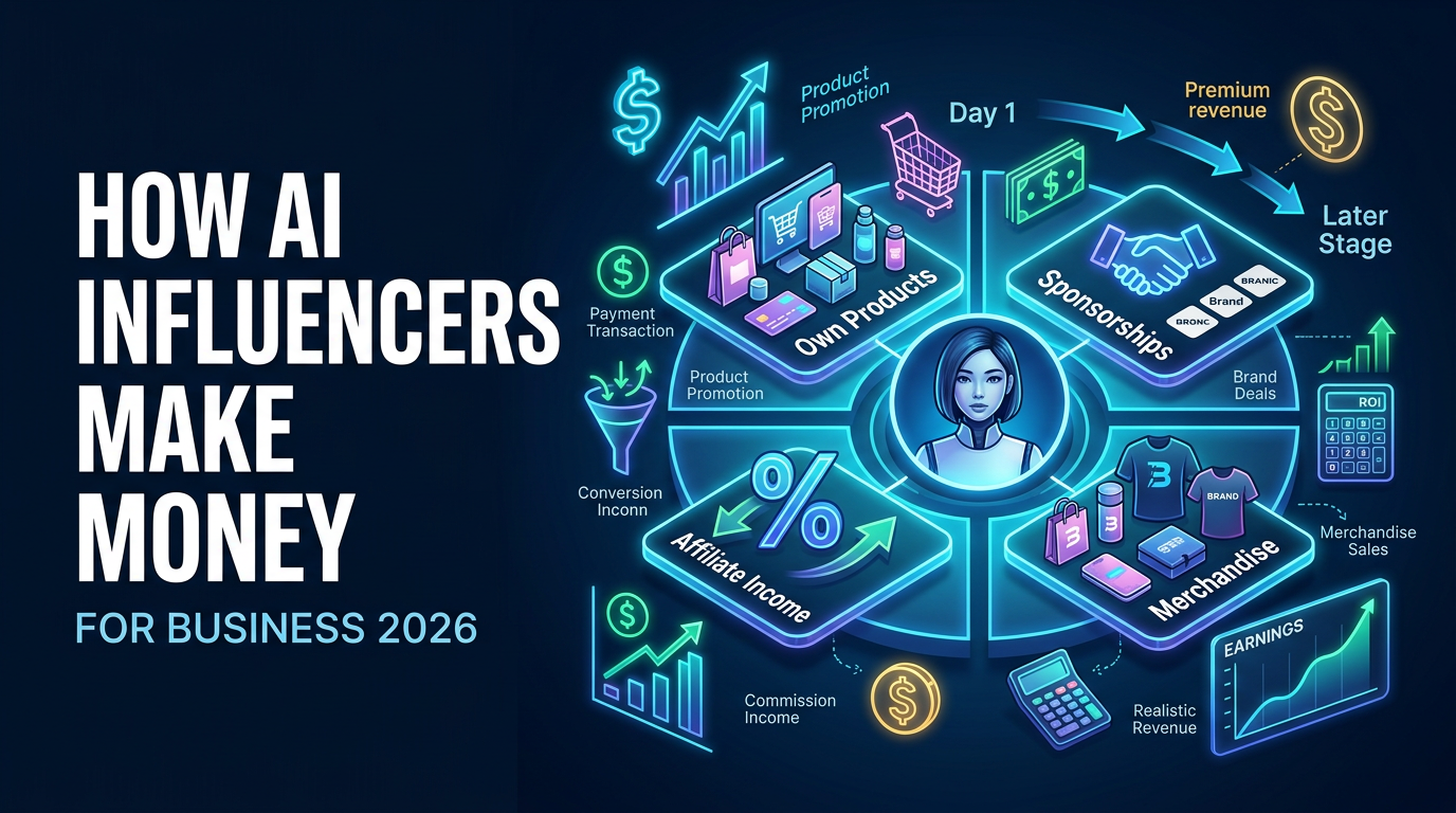 Revenue streams of an AI influencer visualized for a business
