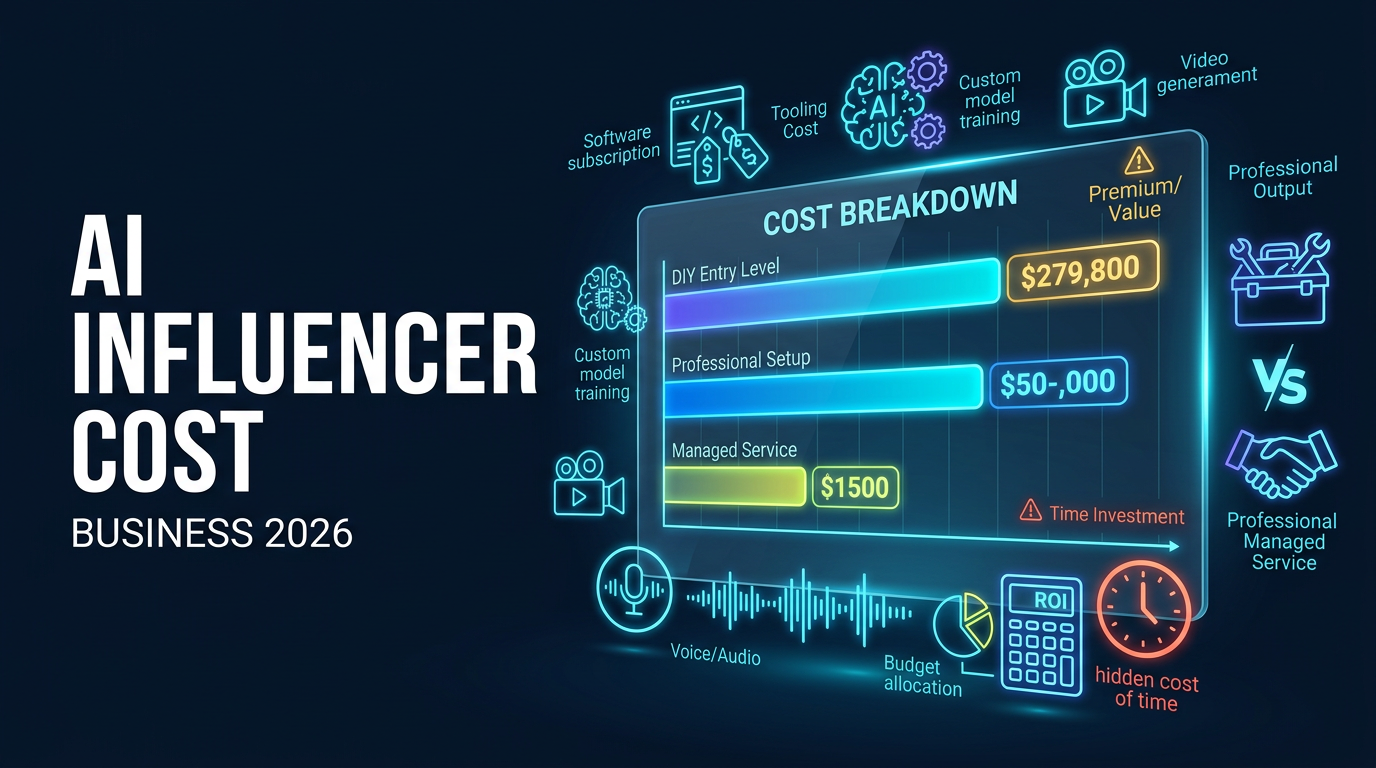 Cost breakdown chart for building an AI influencer for a business