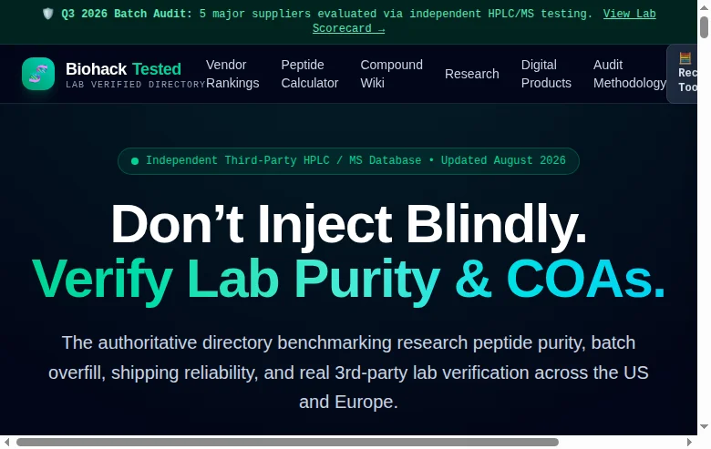 biohacktested.com – US Biohacking Directory mit Peptide Suppliers und TRT Clinics