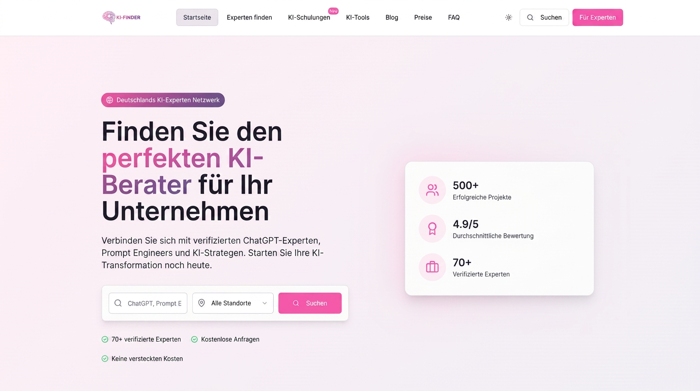 ki-berater-finden.de – platform for finding AI consultants with backend and Zoho CRM integration